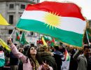 Pro-Kurdish demonstration against Turkey’s military action in northeastern Syria, in London